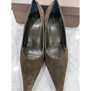 Suede Pointed-toe Pumps Linea Paolo Italian Olive Green 10M